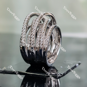 Doveggs round split shank pave moissanite/lab grown diamond wide band-11.4mm band width