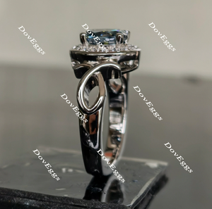Doveggs Smokey Sparks Grey ribbon halo oval moissanite engagement ring