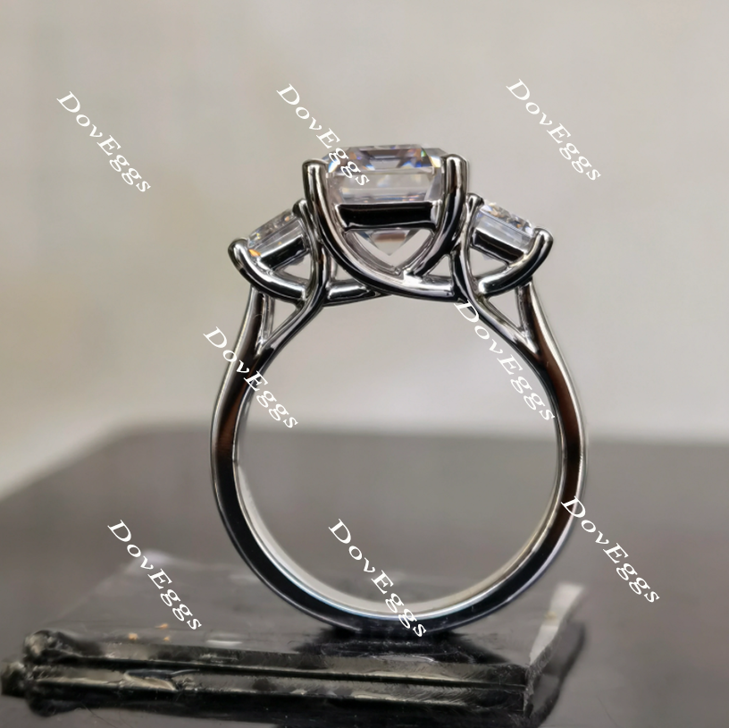 Doveggs three-stone moissanite engagement ring for women
