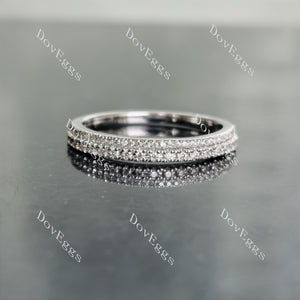 Doveggs round two pave moissanite/lab grown diamond wedding band-2.1mm band width