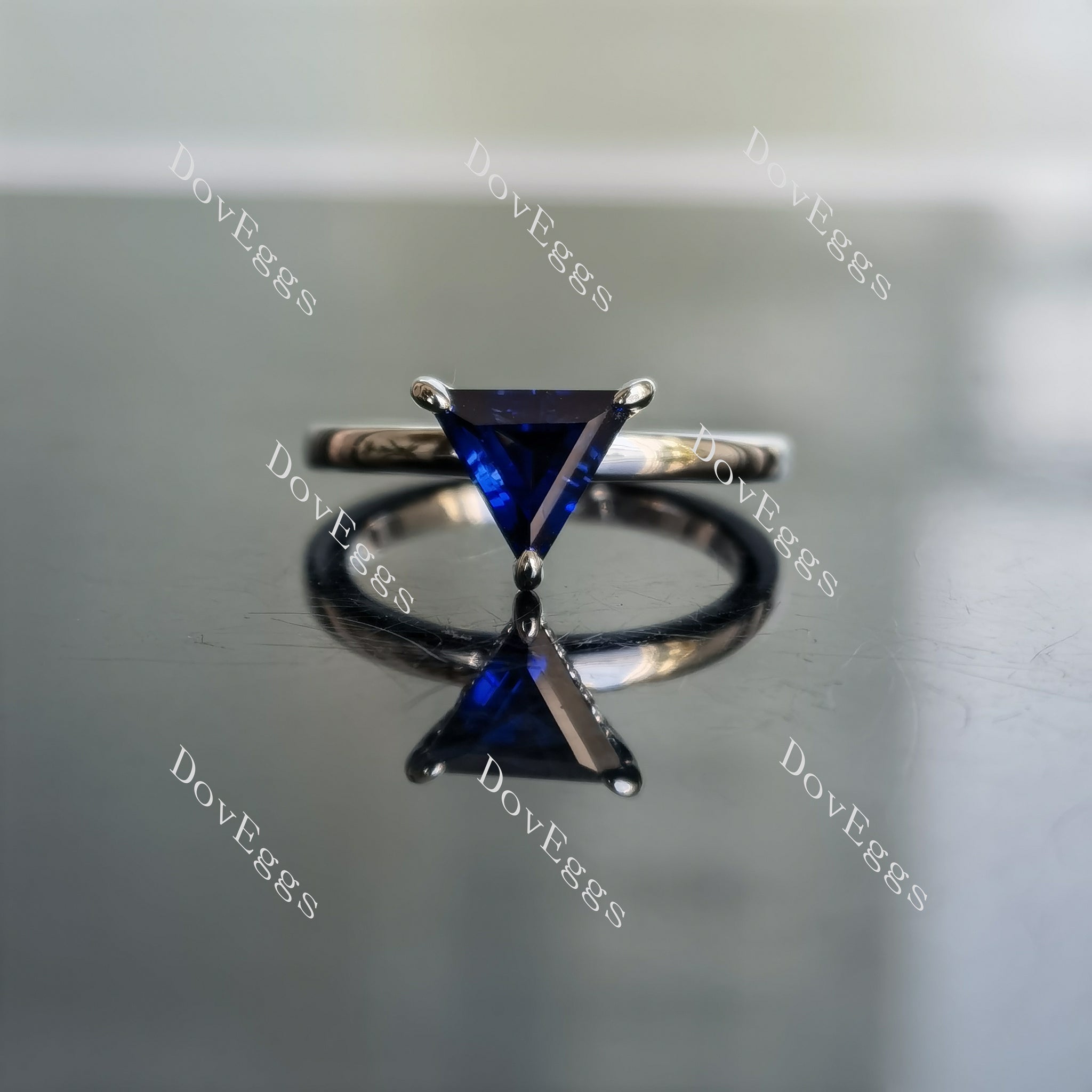 Doveggs trillion hidden halo colored gem engagement ring