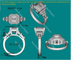 doveggs radiant side stones moissanite engagement ring for women