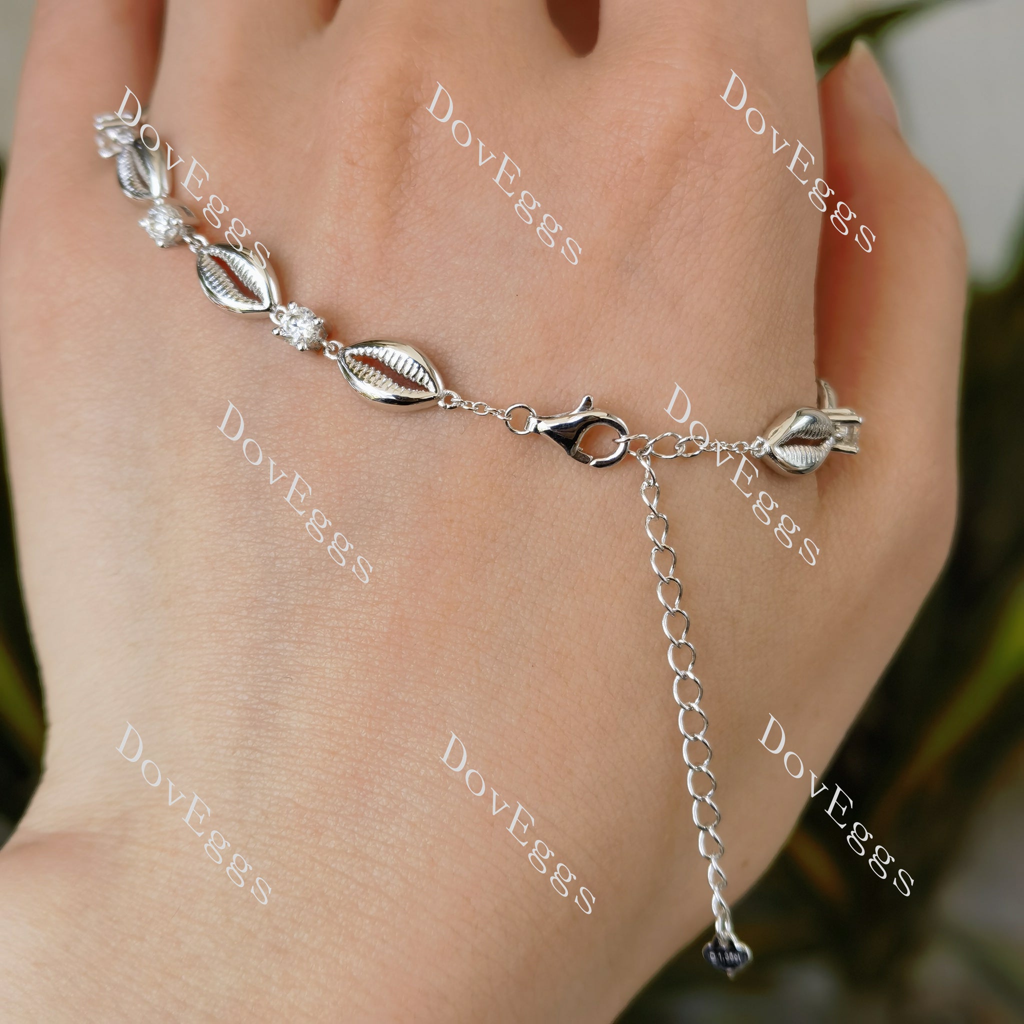 Doveggs round moissanite bracelet (18cm+5cm length extend chain )