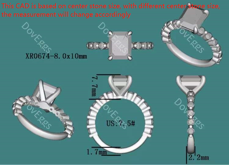 Doveggs cushion moissanite engagement ring for women