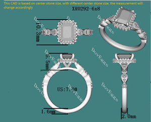 Doveggs art deco emerald moissanite engagement ring