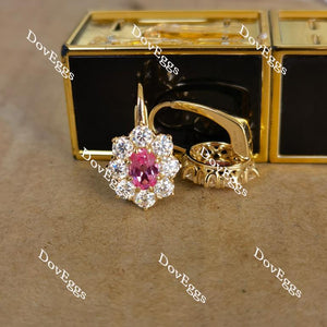 Doveggs oval halo pink sapphire colored gem click back earrings