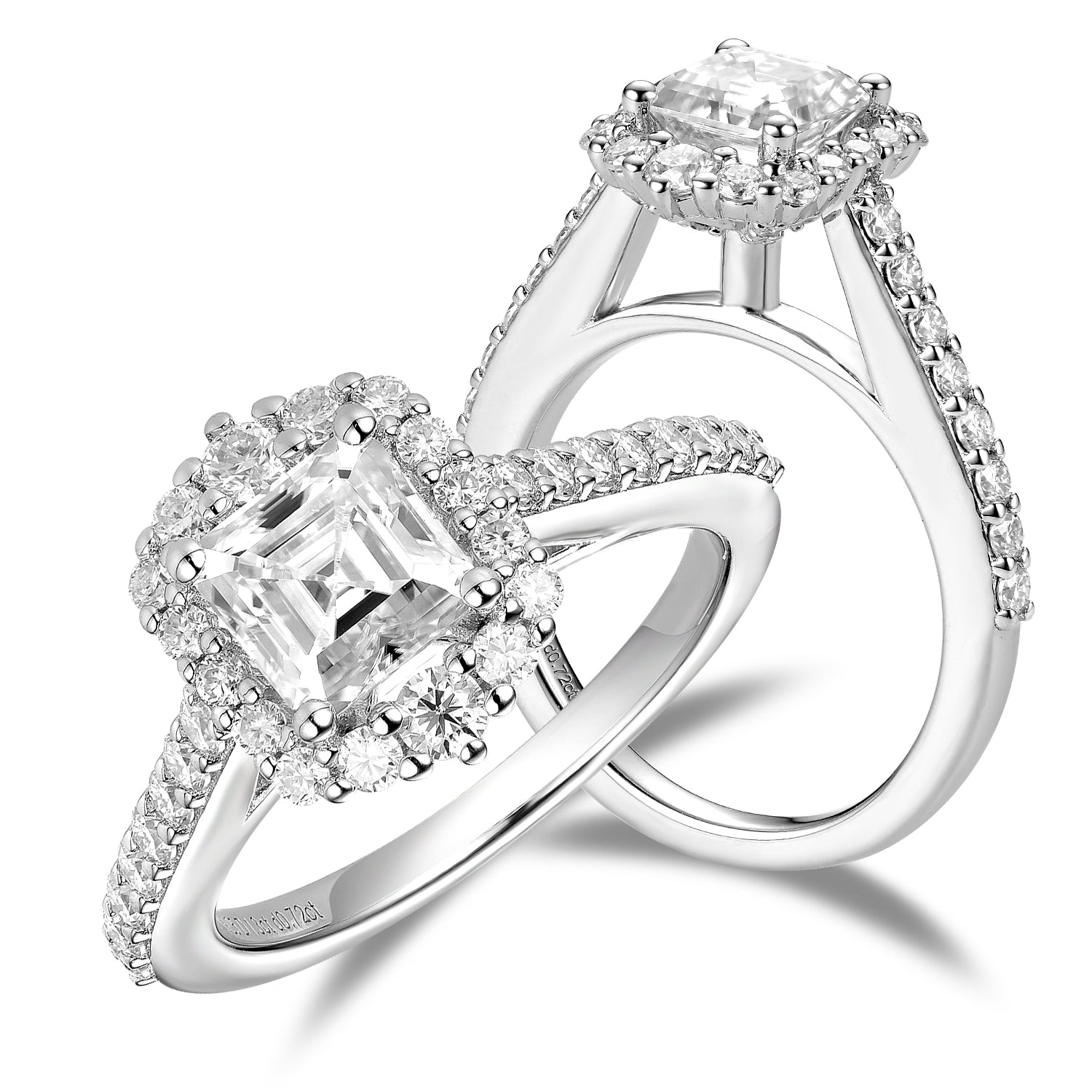 DovEggs sterling silver 1.3 carat halo asscher moissanite engagement ring