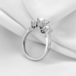 DovEggs sterling silver 2 carat three stone round moissanite engagement ring