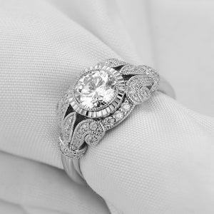 DovEggs sterling silver 1 carat vintage round moissanite engagement ring