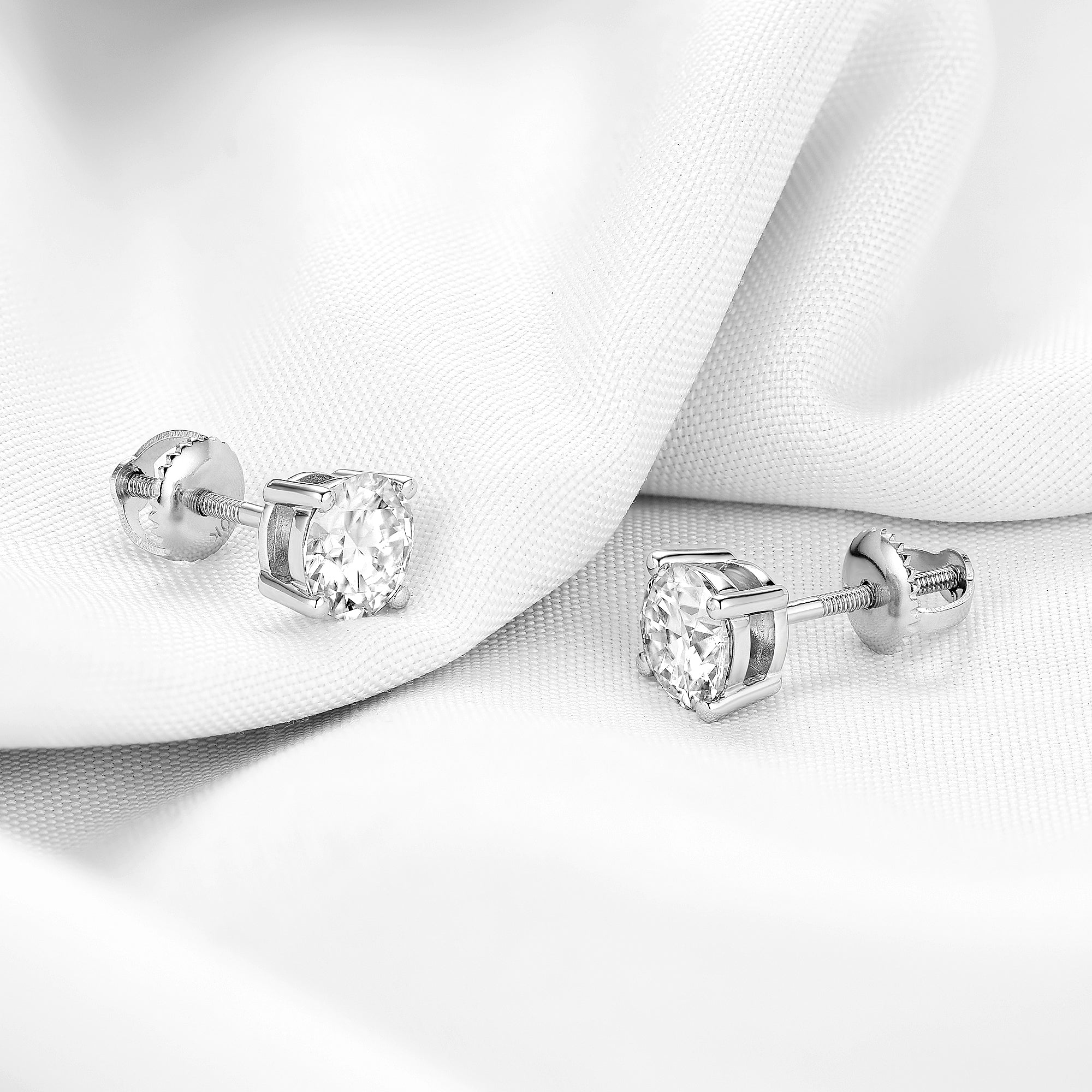 doveggs moissanite 2 carat round moissanite sterling silver stud earring