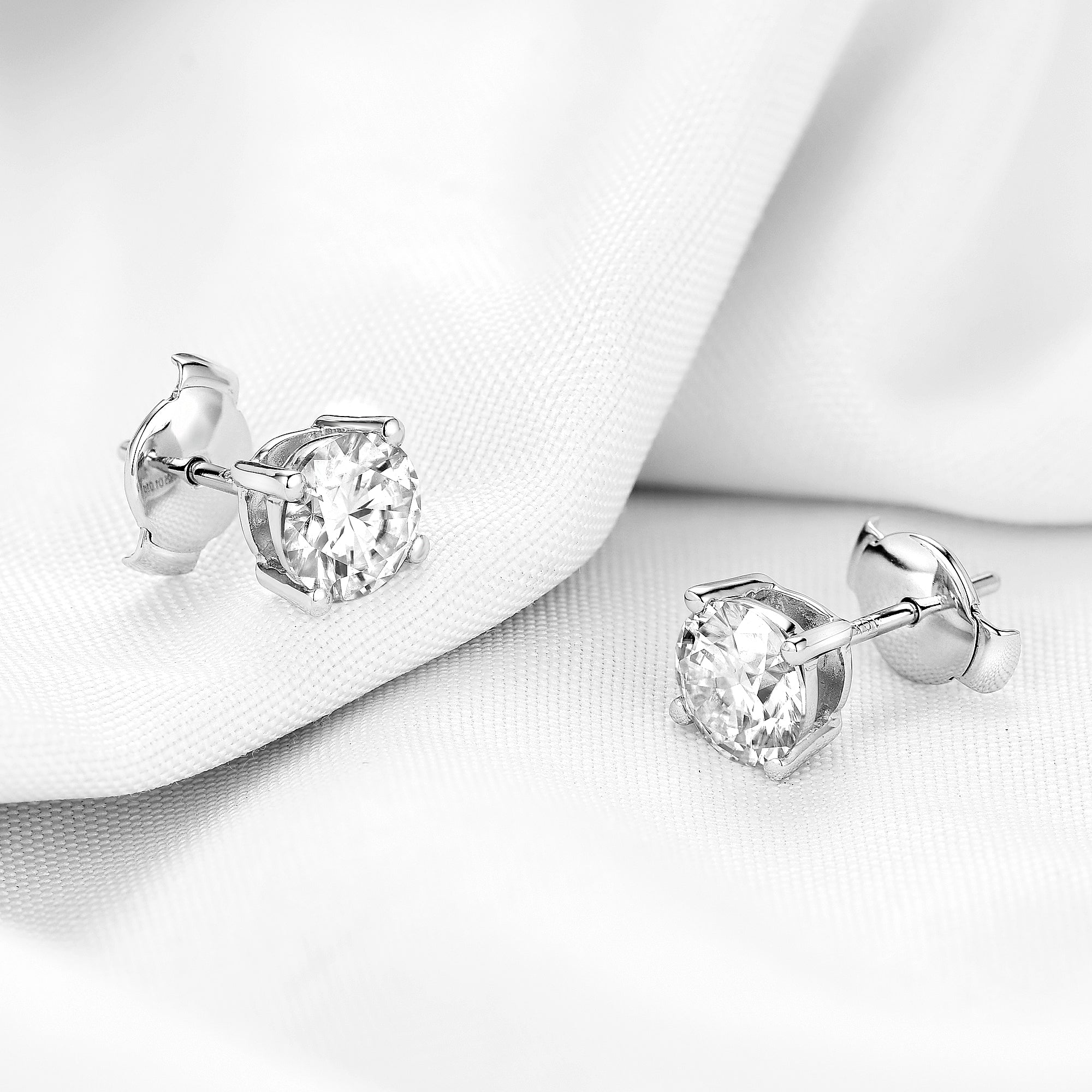 doveggs moissanite 2 carat round moissanite sterling silver stud earring