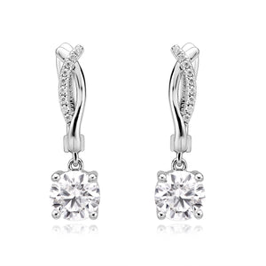 doveggs 1 carat round sterling silver hoop moissanite earrings for women