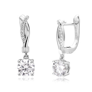 doveggs 1 carat round sterling silver hoop moissanite earrings for women