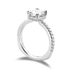 DovEggs sterling silver 2 carat radiant moissanite engagement ring