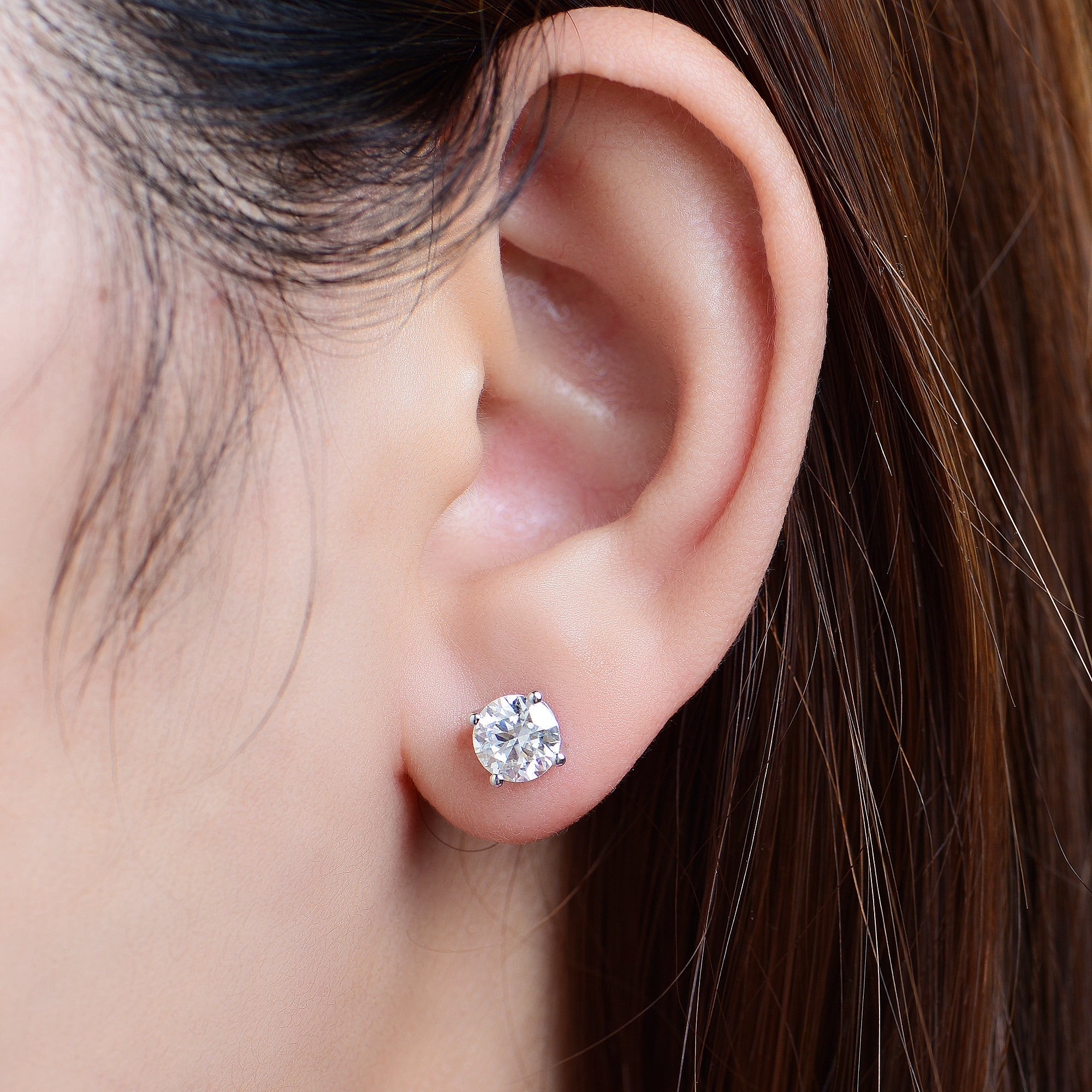 doveggs moissanite 2 carat round moissanite sterling silver stud earring