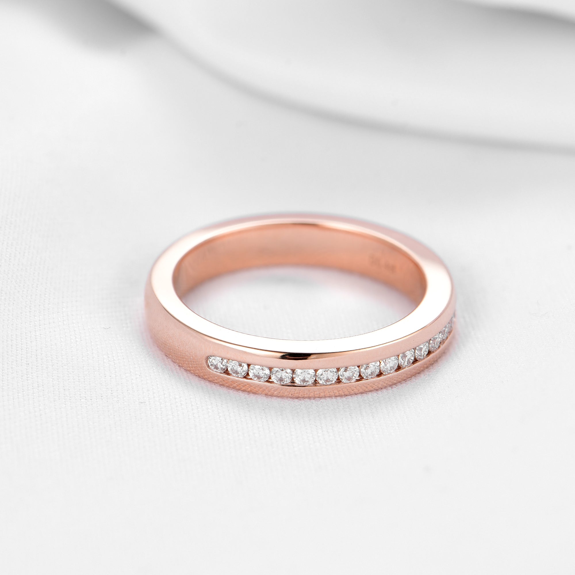 Doveggs half eternity channel set moissanite/lab diamond  wedding band-4mm band width