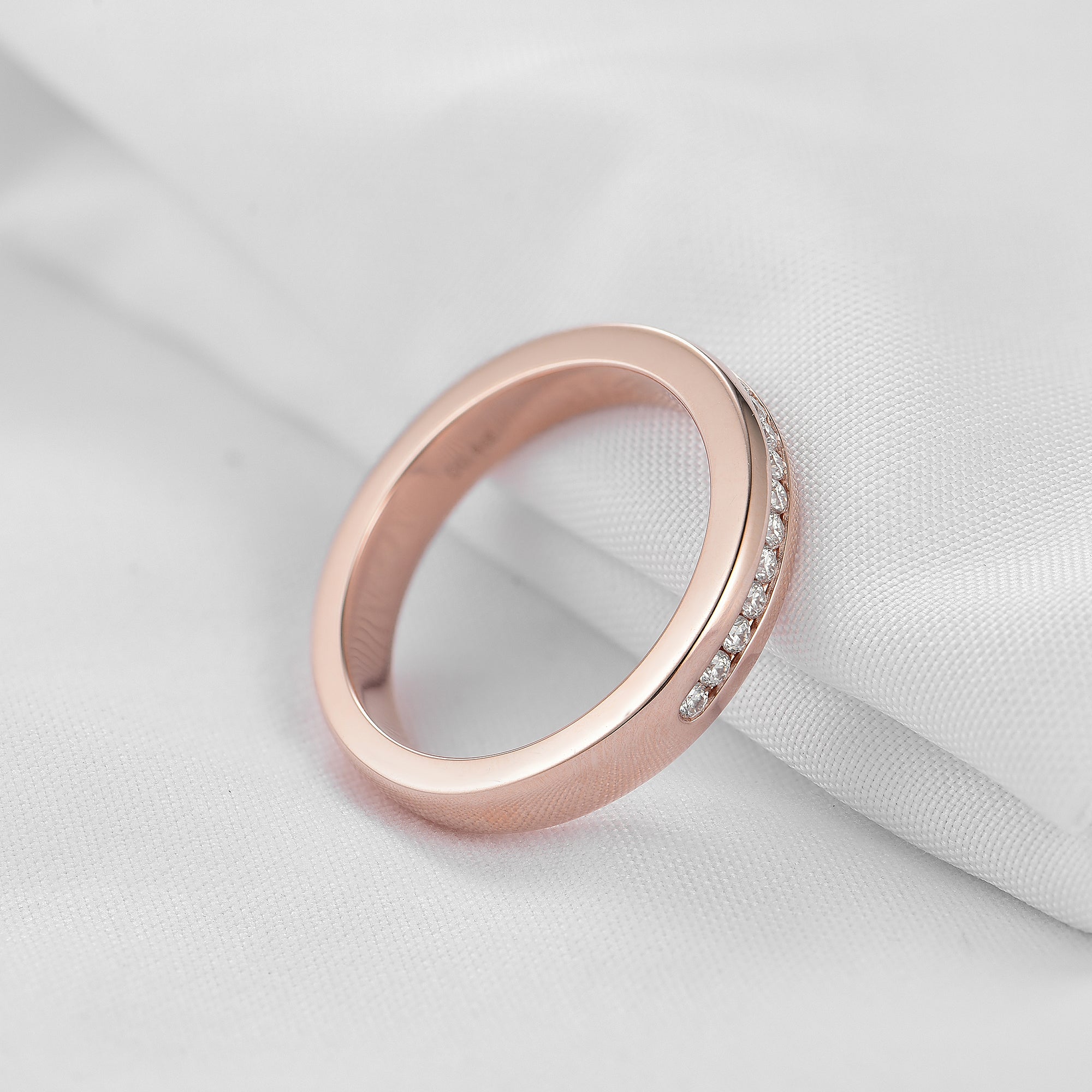 Doveggs half eternity channel set moissanite/lab diamond  wedding band-4mm band width