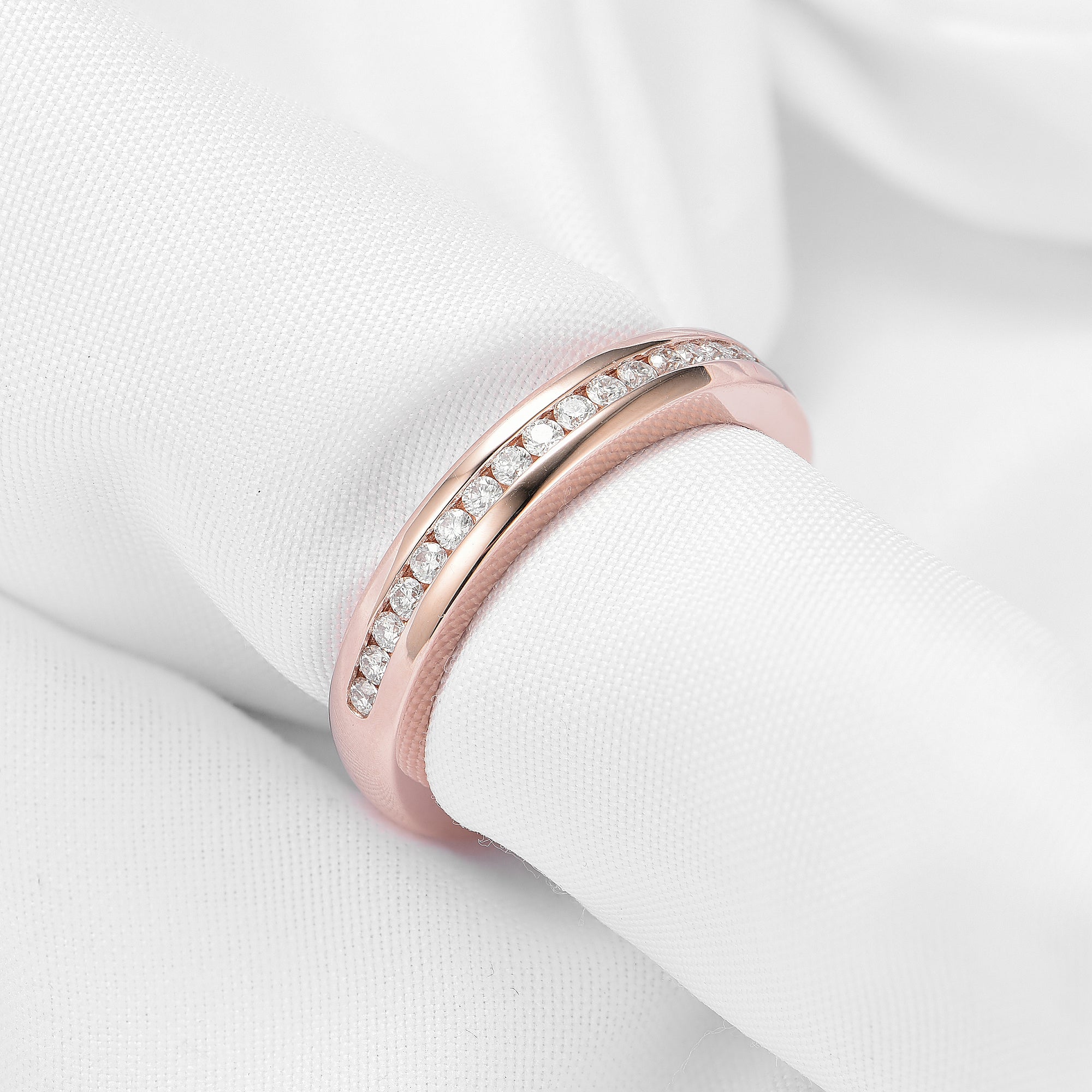 Doveggs half eternity channel set moissanite/lab diamond  wedding band-4mm band width