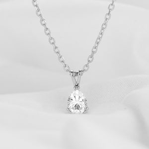 doveggs platinum plated silver 1.5 carat gh color pear moissanite pendant necklace