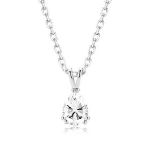 doveggs platinum plated silver 1.5 carat gh color pear moissanite pendant necklace