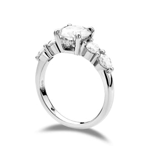 Doveggs round five-stone sterling silver moissanite engagement ring