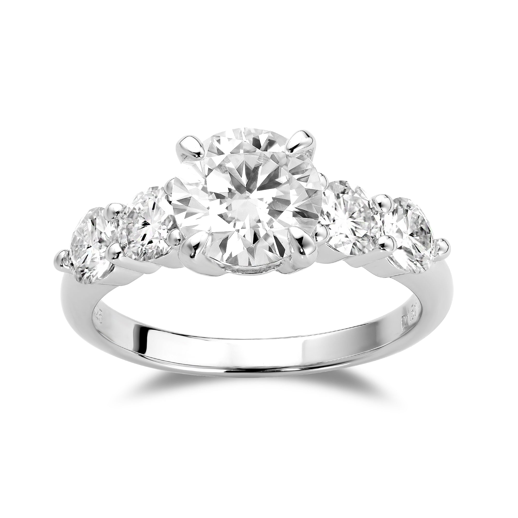 Doveggs round five-stone sterling silver moissanite engagement ring