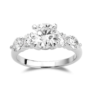 Doveggs round five-stone sterling silver moissanite engagement ring