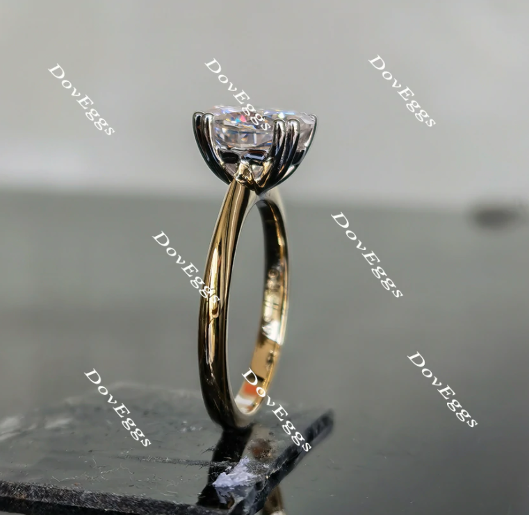 Oval solitaire moissanite engagement ring side view| Doveggs