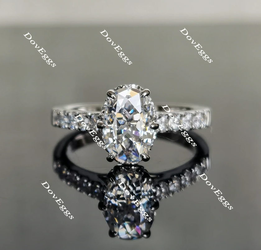 half eternity pave moissanite engagement ring