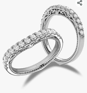 DovEggs 0.53CTW 2mm G-H-I Color Vintage/Antique Moissanite Lab Created Diamond Eternity Wedding Band Sterling Silver for Women with Band 2.4mm Width