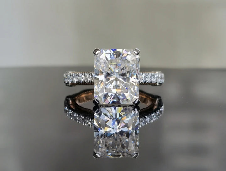 doveggs 5ct 14k white gold rose gold radiant moissanite ring(size 6.25)