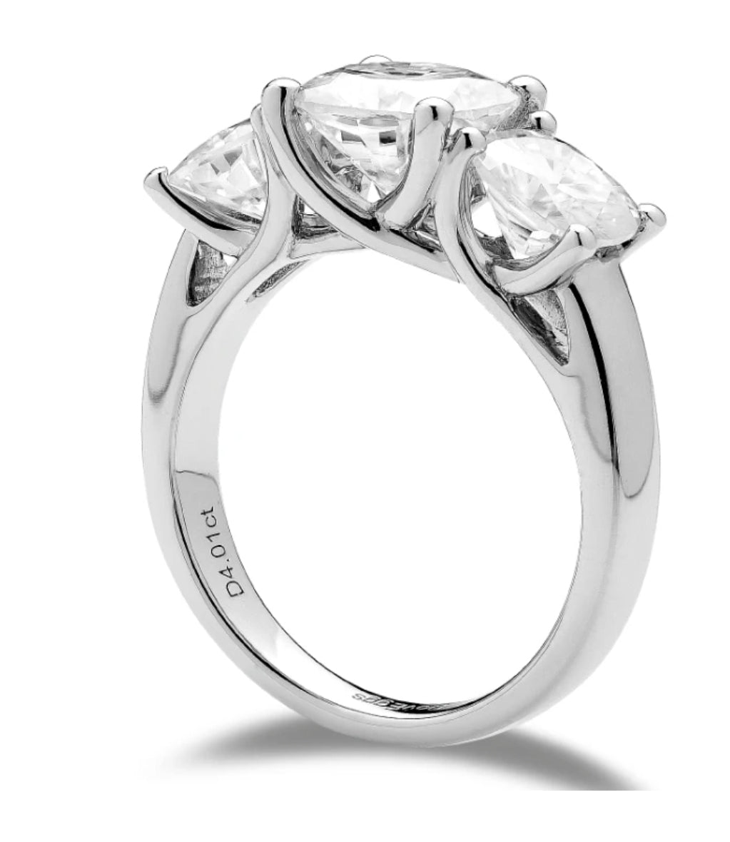 Bemyringsister 3 stone(1ct-1.5ct-1ct) cushion moissanite ring solid 10k white gold