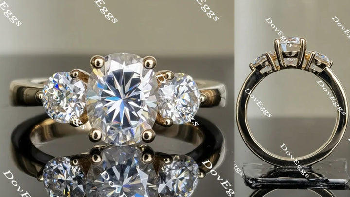 Doveggs three-stone moissanite engagement ring