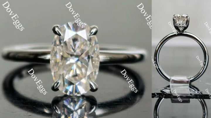 Oval hidden halo moissanite engagement ring main view|Doveggs