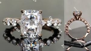 cushion moissanite engagement ring