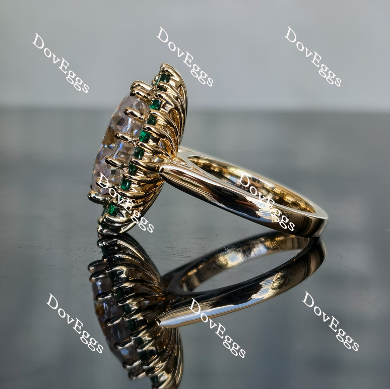 Vintage moissanite oval rings with colored gem