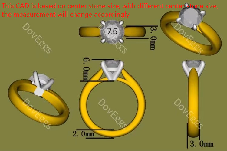 Doveggs solitaire engagement ring semi-mount only(Exclusively to DovEggs stones)