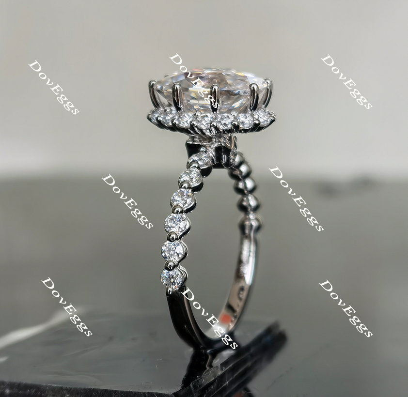 Oval half eternity moissanite engagement ring| Doveggs