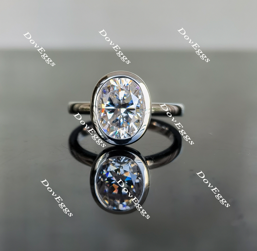 Bezel solitaire moissanite engagement ring