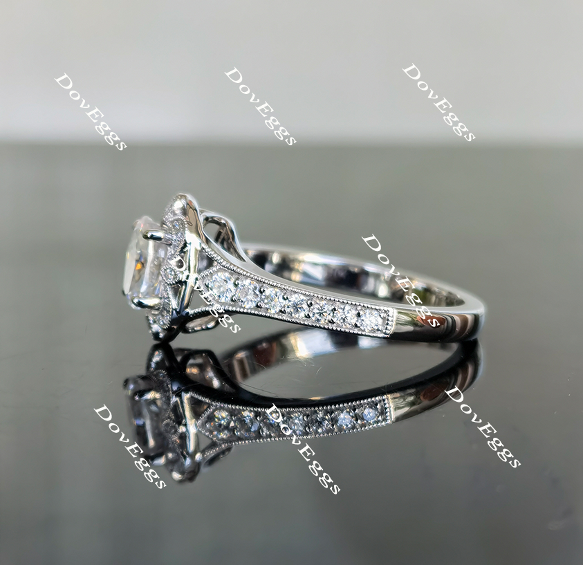 Pave half eternity moissanite engagement ring| Doveggs