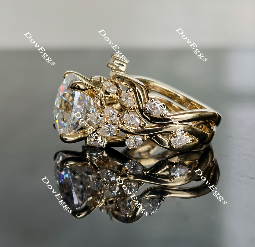 Leaves & vine moissanite engagement ring| Doveggs