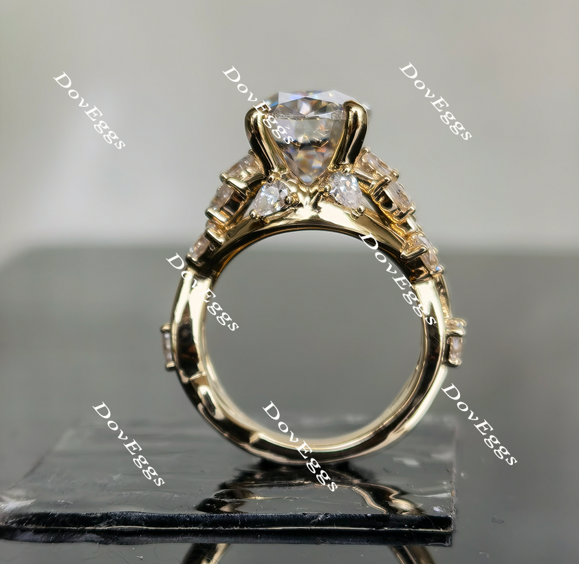 Art deco moissanite engagement ring