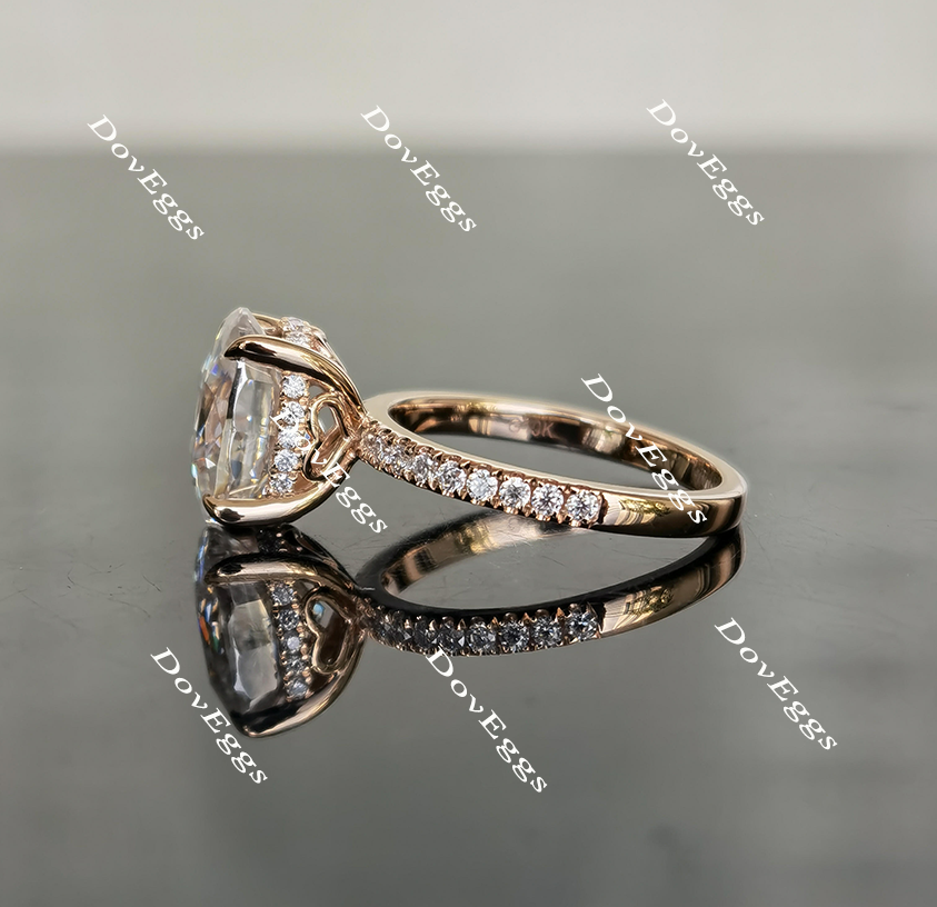 Half eternity pave moissanite engagement ring| Doveggs