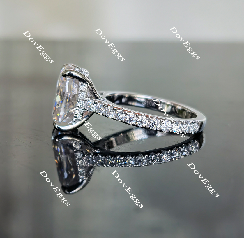 Pave moissanite or lab diamond stones engagement ring|DovEggs