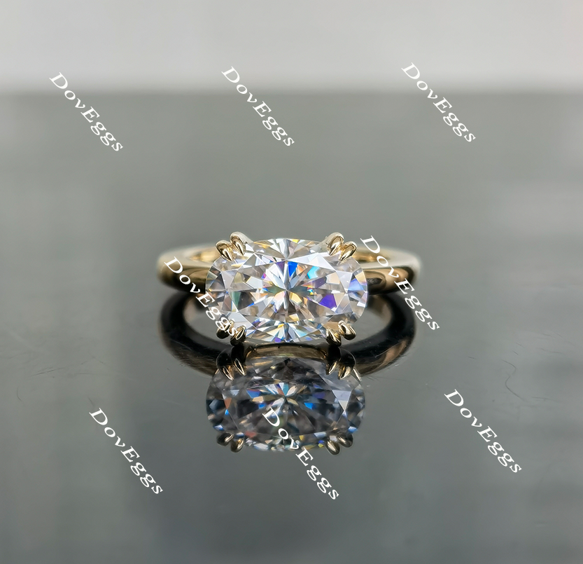 Double claw moissanite oval rings| Doveggs