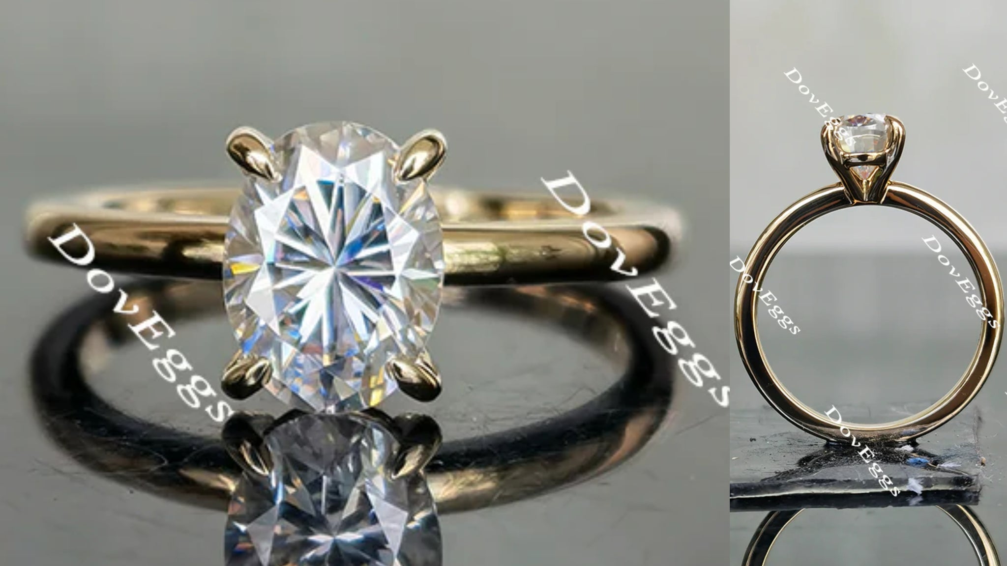 solitaire oval moissanite engagement ring