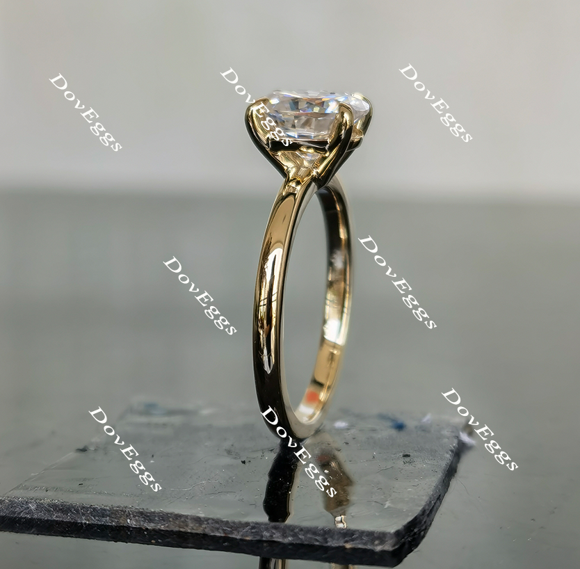 Solitaire moissanite engagement ring side view| Doveggs
