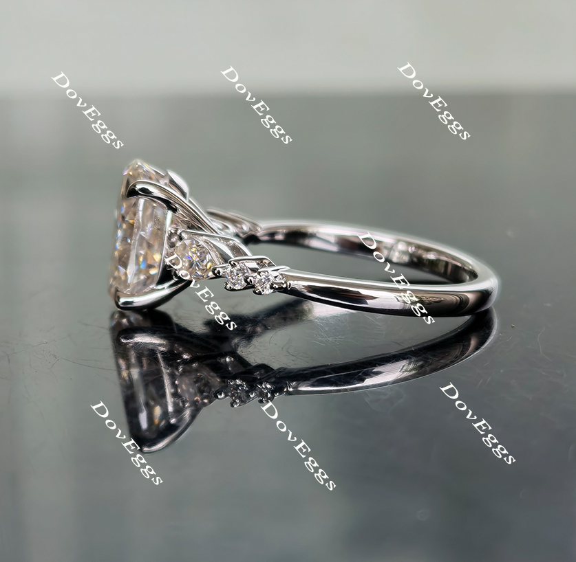 Side stone moissanite or lab diamond engagement ring| Doveggs