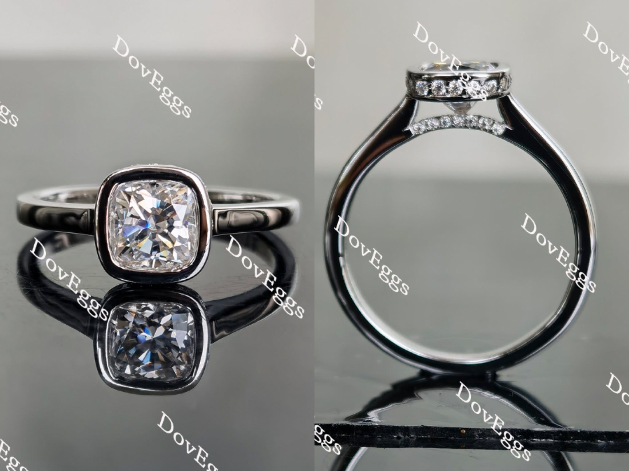 bezel setting moissanite engagement ring