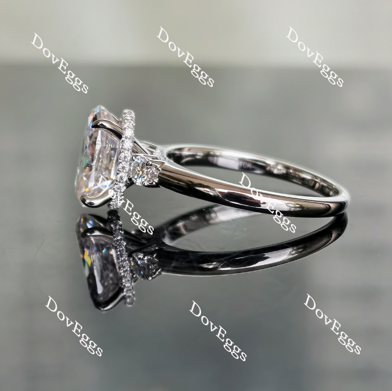 Oval pave moissanite or lab diamond engagement ring| Doveggs